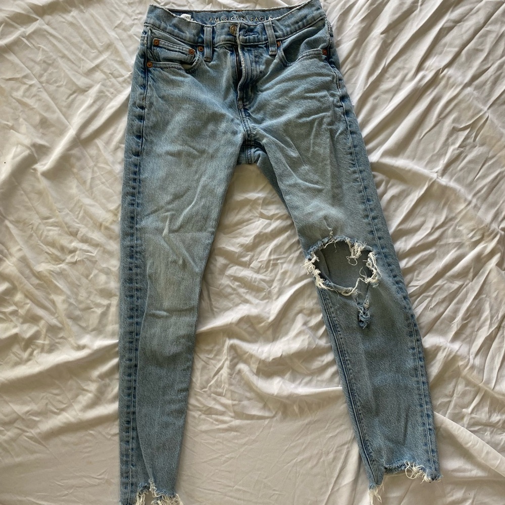 Distressed American Eagle Blue Jeans